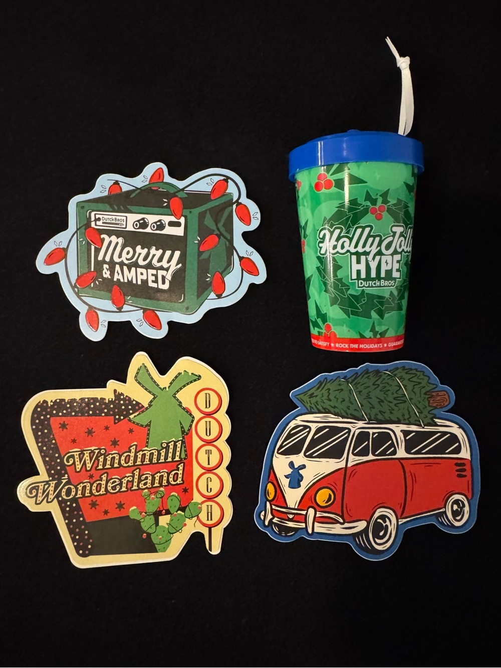 Dutch Bros Holiday Christmas Ornament and Stickers